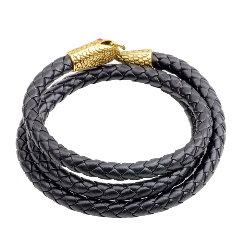 Hip-hop Classic Style Snake Pu Leather Alloy Knitting Plating Bangle display picture 2