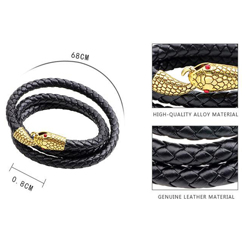 Hip-hop Classic Style Snake Pu Leather Alloy Knitting Plating Bangle display picture 4