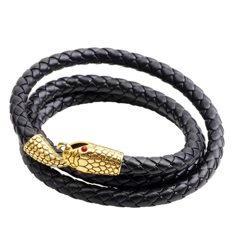 Hip-hop Classic Style Snake Pu Leather Alloy Knitting Plating Bangle display picture 5