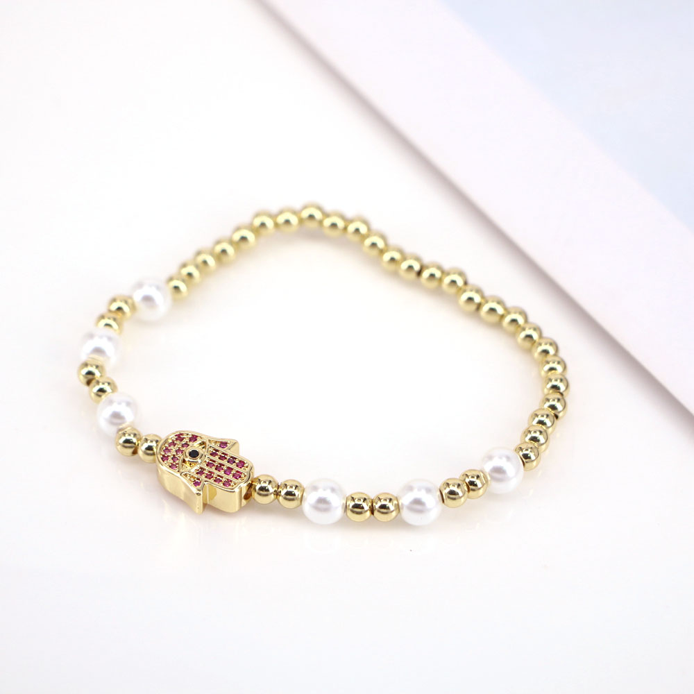Elegant Handfläche Kupfer Perlen Künstliche Perlen Armbänder 1 Stück display picture 4