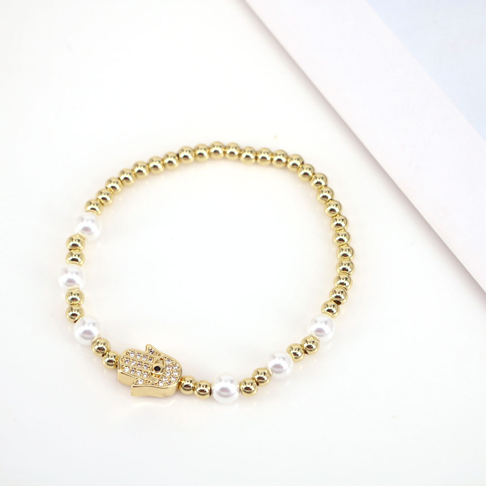 Elegant Handfläche Kupfer Perlen Künstliche Perlen Armbänder 1 Stück display picture 2
