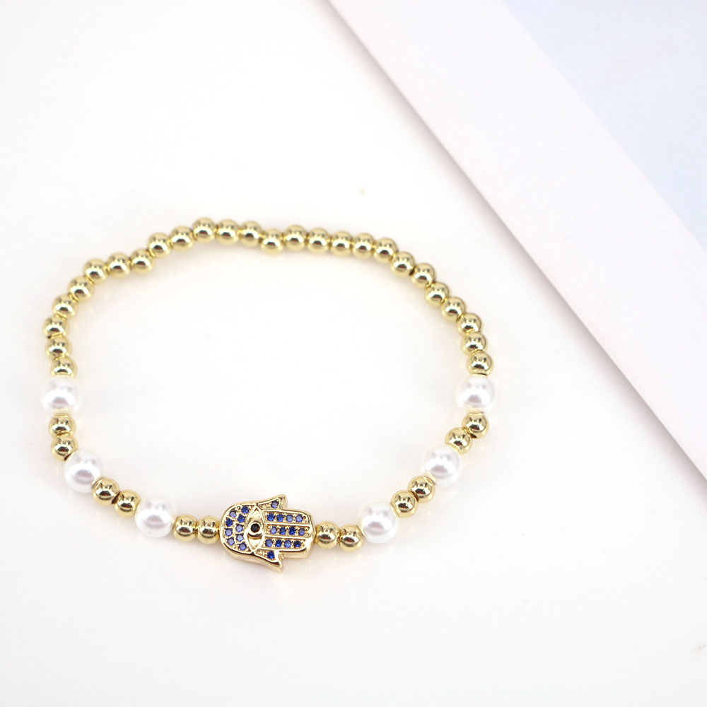 Elegant Handfläche Kupfer Perlen Künstliche Perlen Armbänder 1 Stück display picture 3