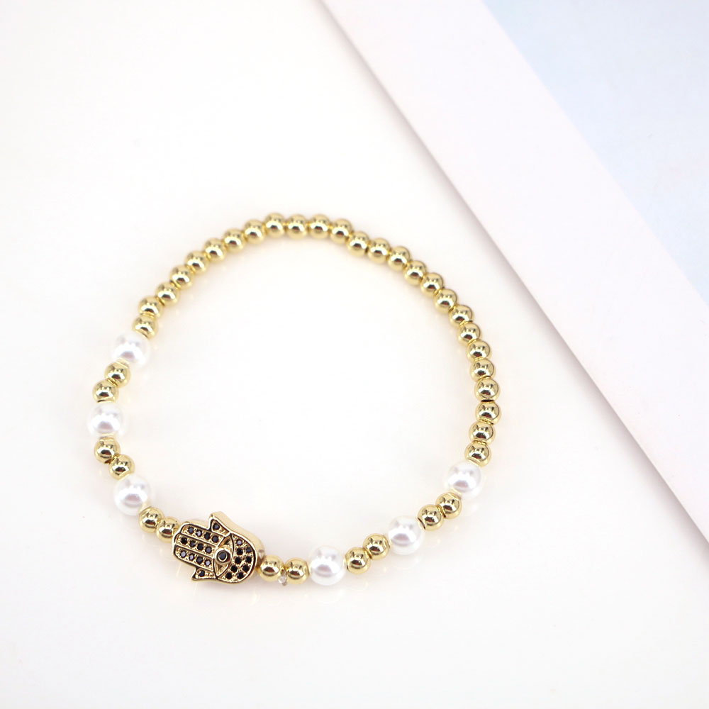 Elegant Handfläche Kupfer Perlen Künstliche Perlen Armbänder 1 Stück display picture 5