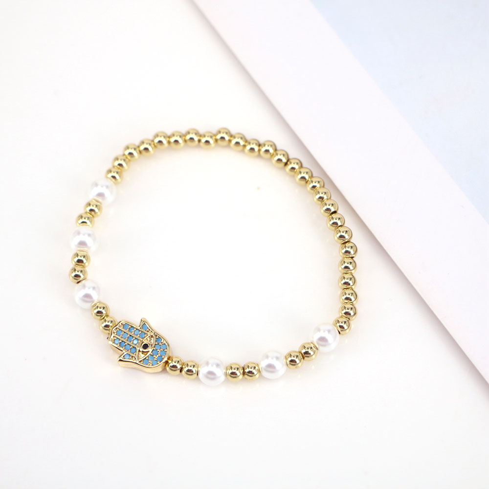 Elegant Handfläche Kupfer Perlen Künstliche Perlen Armbänder 1 Stück display picture 7