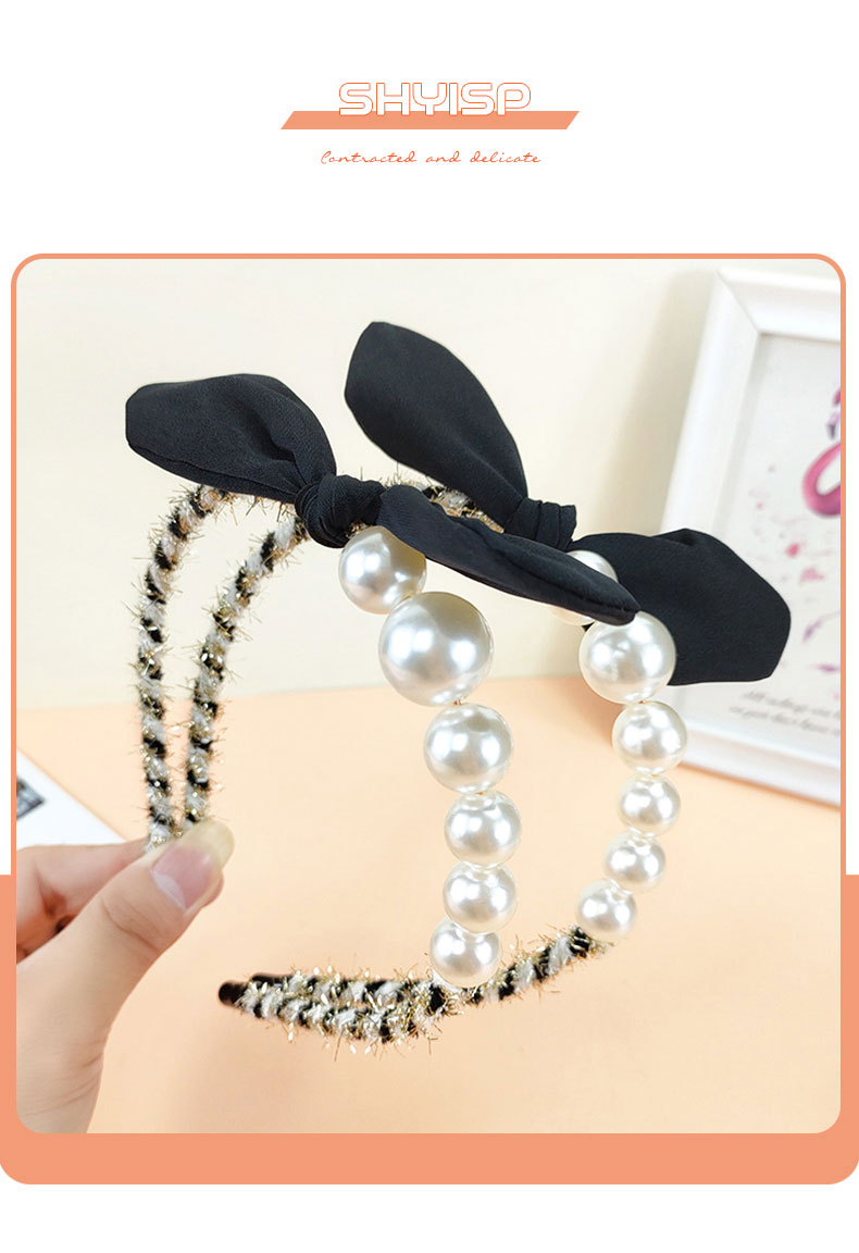 Women's Sweet Bow Knot Beaded Hair Accessories Beaded Inlaid Pearls Pearl Hair Band display picture 1