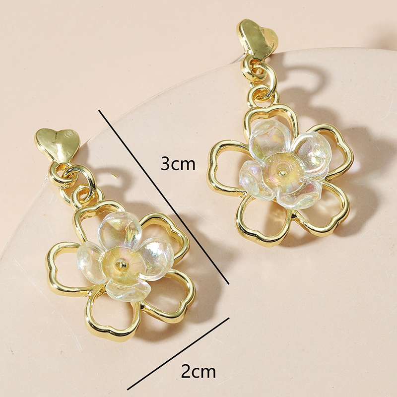 Women's Fashion Flowers Alloy Earrings Inlaid Shell Shell Earrings display picture 2
