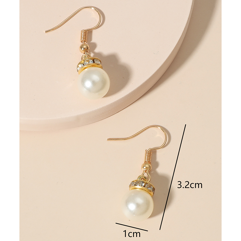 Frau Mode Perlen Imitation Perlen Ohrringe Diamant Künstliche Strasssteine Ohrringe display picture 1