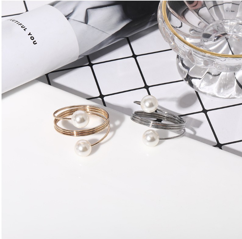 Simple Napkin Ring Napkin Ring Pearl Spiral Napkin Ring Scarf Buckle display picture 1