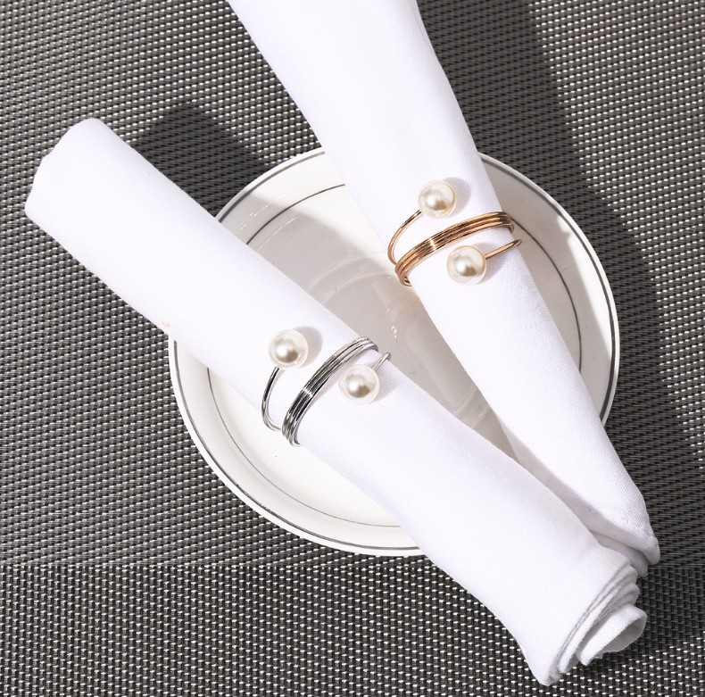 Simple Napkin Ring Napkin Ring Pearl Spiral Napkin Ring Scarf Buckle display picture 2