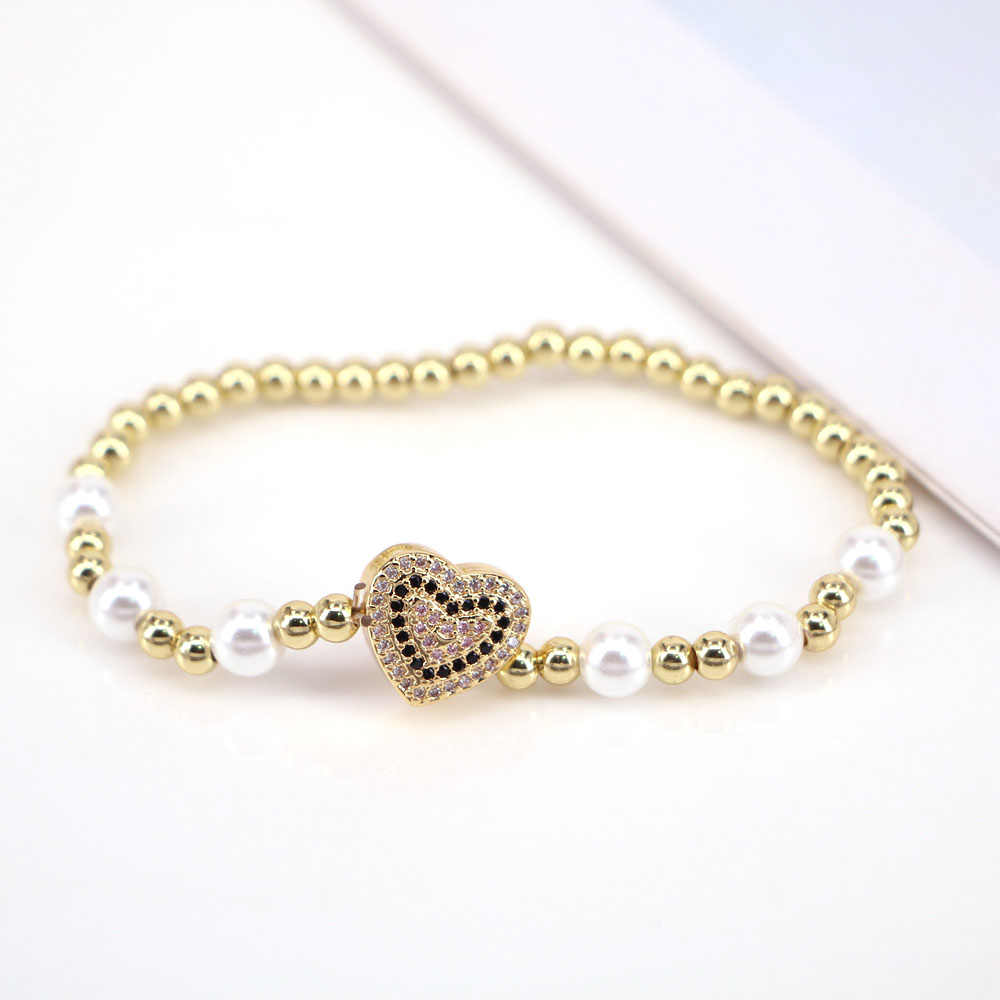 Simple Style Heart Shape Copper Beaded Pearl Bracelets 1 Piece display picture 6