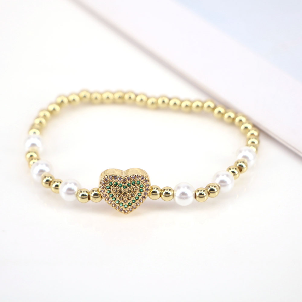 Simple Style Heart Shape Copper Beaded Pearl Bracelets 1 Piece display picture 8