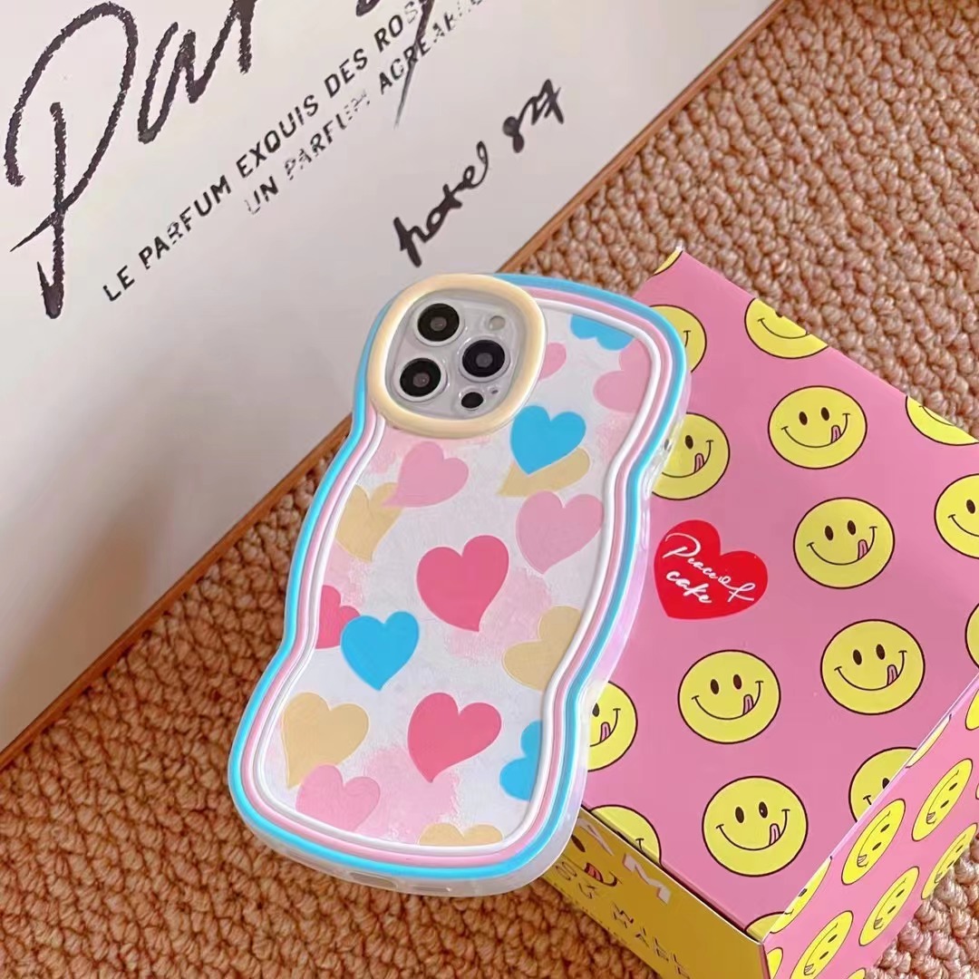 Creative Fashion Simple Wavy Macaron Heart For Iphone13promax Phone Case display picture 2