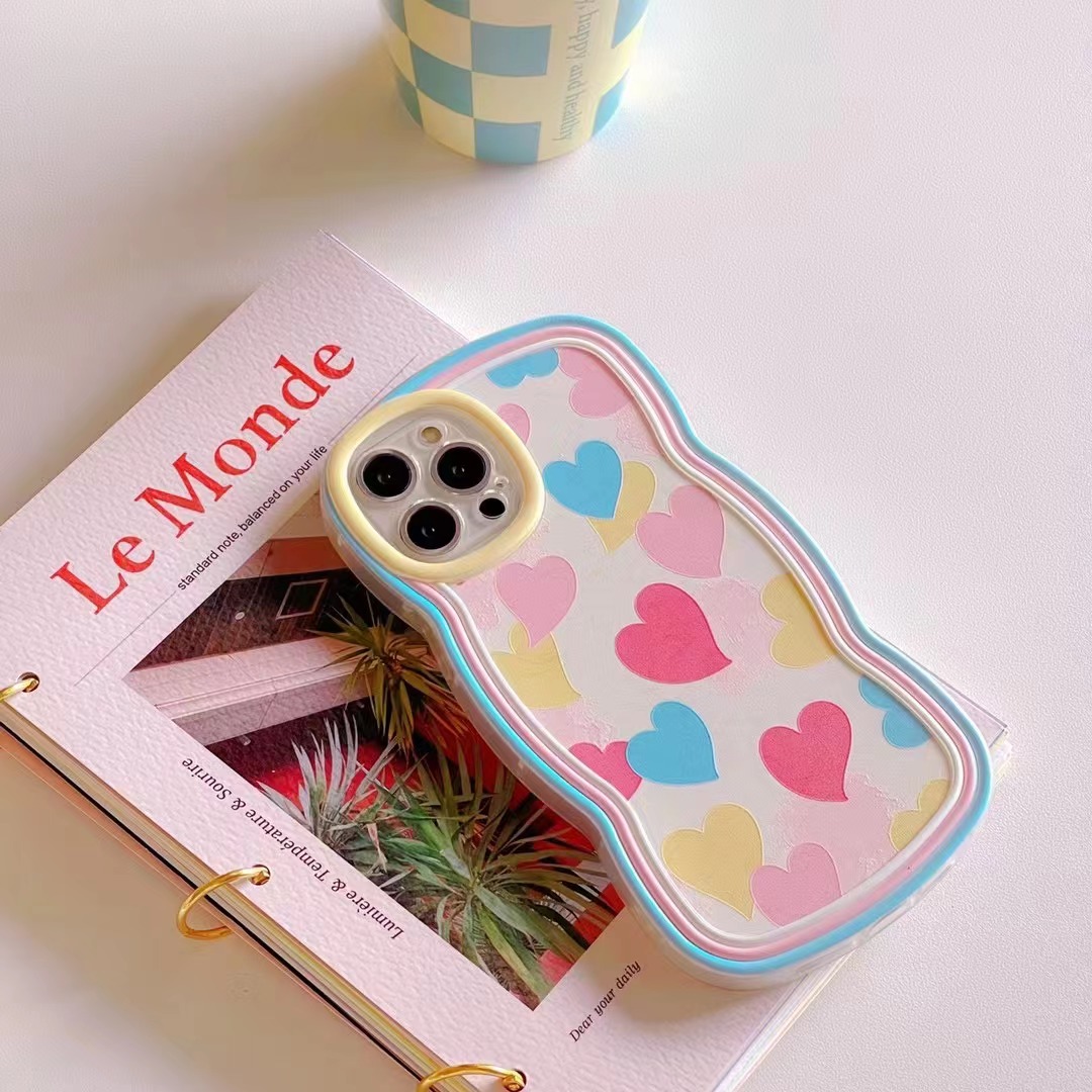 Creative Fashion Simple Wavy Macaron Heart For Iphone13promax Phone Case display picture 3