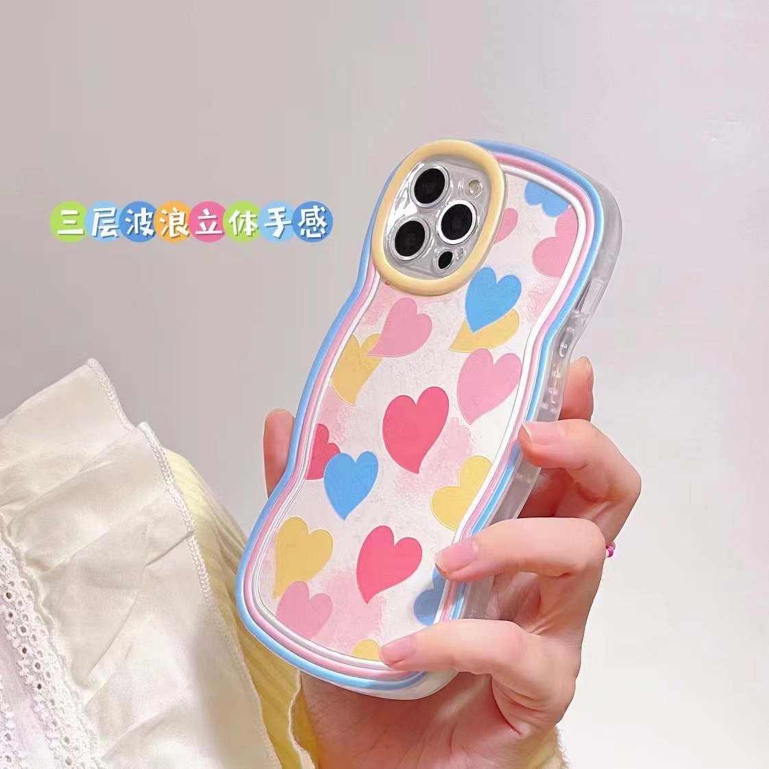 Kreative Mode Einfache Welliges Macaron Herz Für Iphone13promax Telefon Fall display picture 4