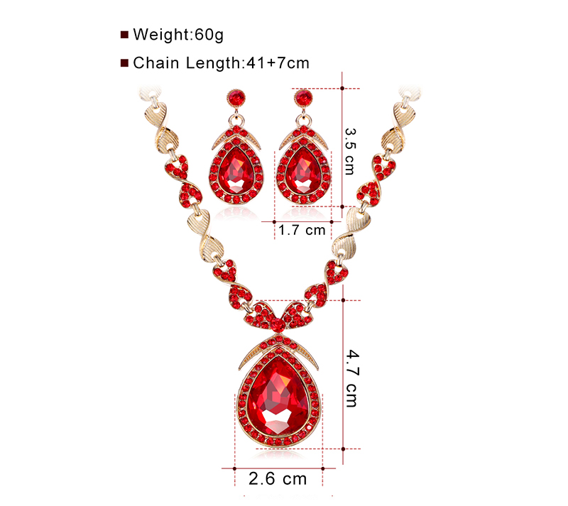 Women's Glam Classic Style Water Drop Alloy Earrings Necklace Jewelry Set Diamond Rhinestone Jewelry Sets display picture 1