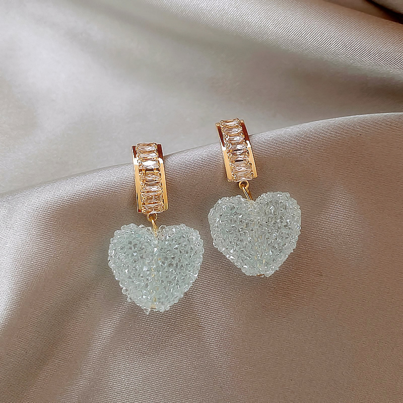 Sweet Alloy Heart Shape Earrings Dating Electroplating Rhinestone Drop Earrings As Shown In The Picture display picture 8