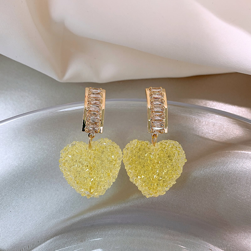 Sweet Alloy Heart Shape Earrings Dating Electroplating Rhinestone Drop Earrings As Shown In The Picture display picture 15