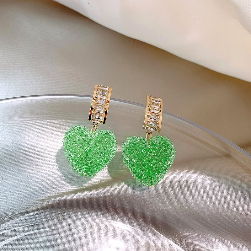 Sweet Alloy Heart Shape Earrings Dating Electroplating Rhinestone Drop Earrings As Shown In The Picture display picture 18