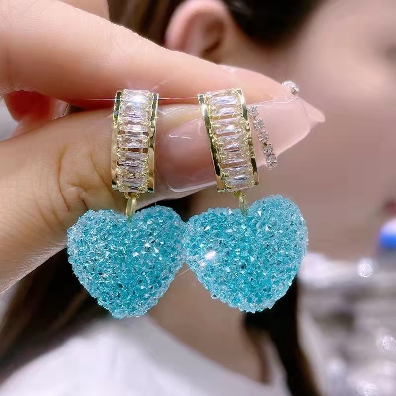 Sweet Alloy Heart Shape Earrings Dating Electroplating Rhinestone Drop Earrings As Shown In The Picture display picture 19