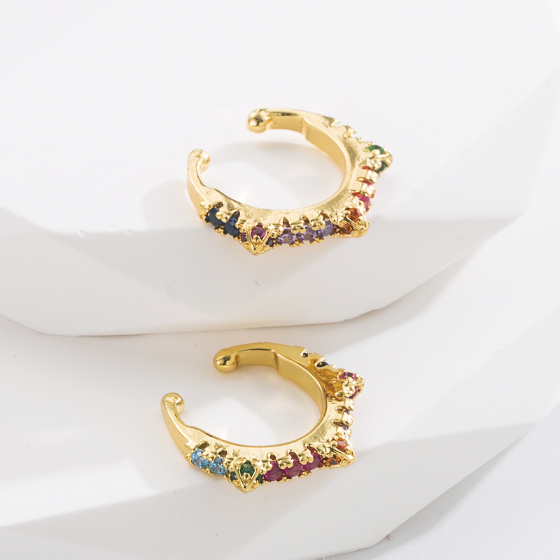 Fashion New Multicolored Zircon Inlaid Non-piercing Earrings display picture 2