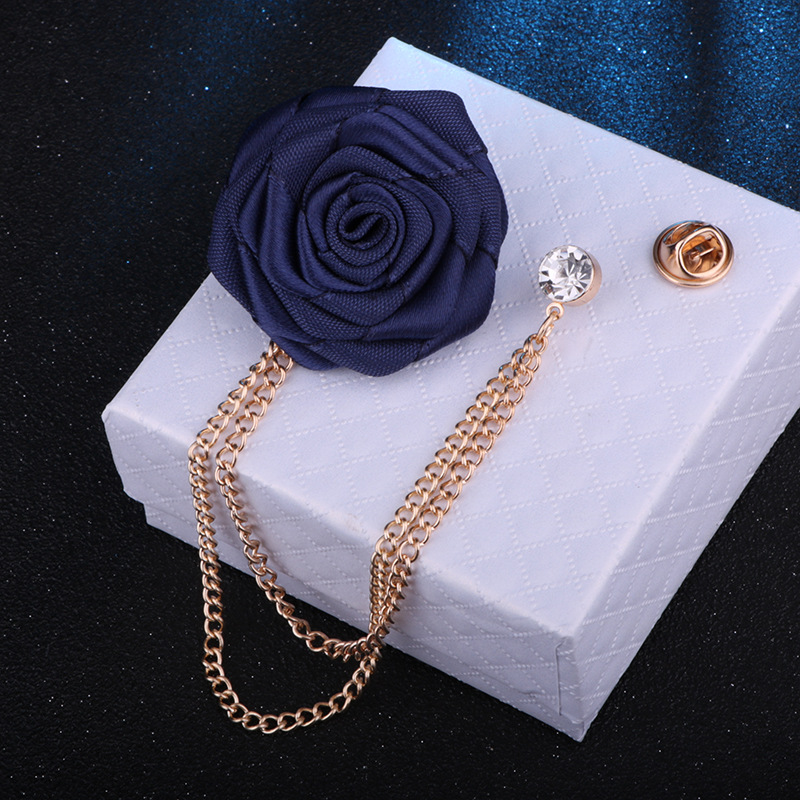 Men's British Style Rose Cloth Brooches Artificial Rhinestones display picture 7