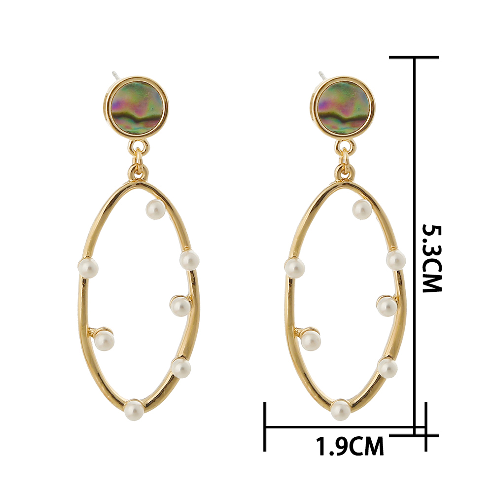 Élégant Ovale Alliage Perles Incrustées Perle Artificielle Des Boucles D'oreilles 1 Pièce display picture 1