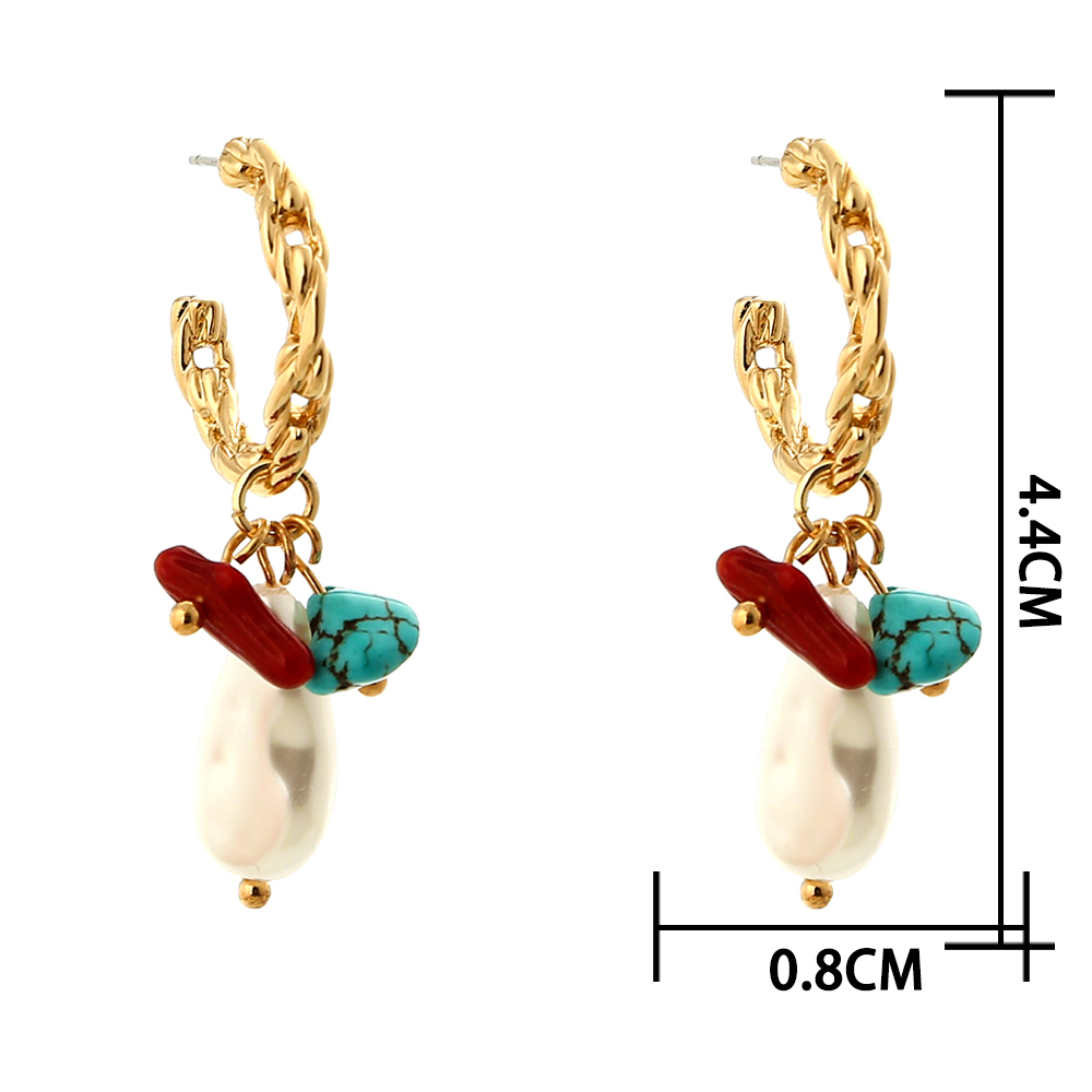 Glam Geometric Alloy Plating Artificial Pearl Earrings 1 Piece display picture 2