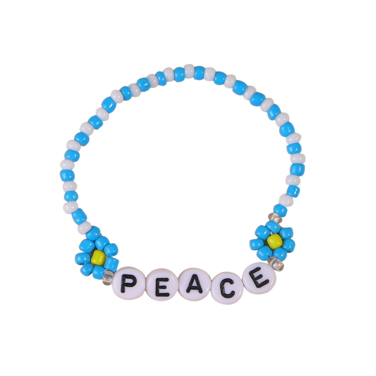 Neue Stil Sommer Blau Daisy Blume Brief Handgemachten Perlen Halskette Armband display picture 3