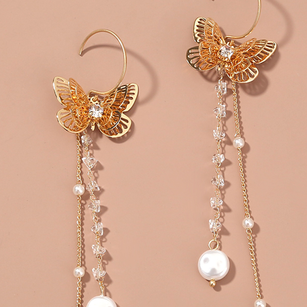 Elegant Butterfly Alloy Plating Artificial Pearl Earrings 1 Piece display picture 5