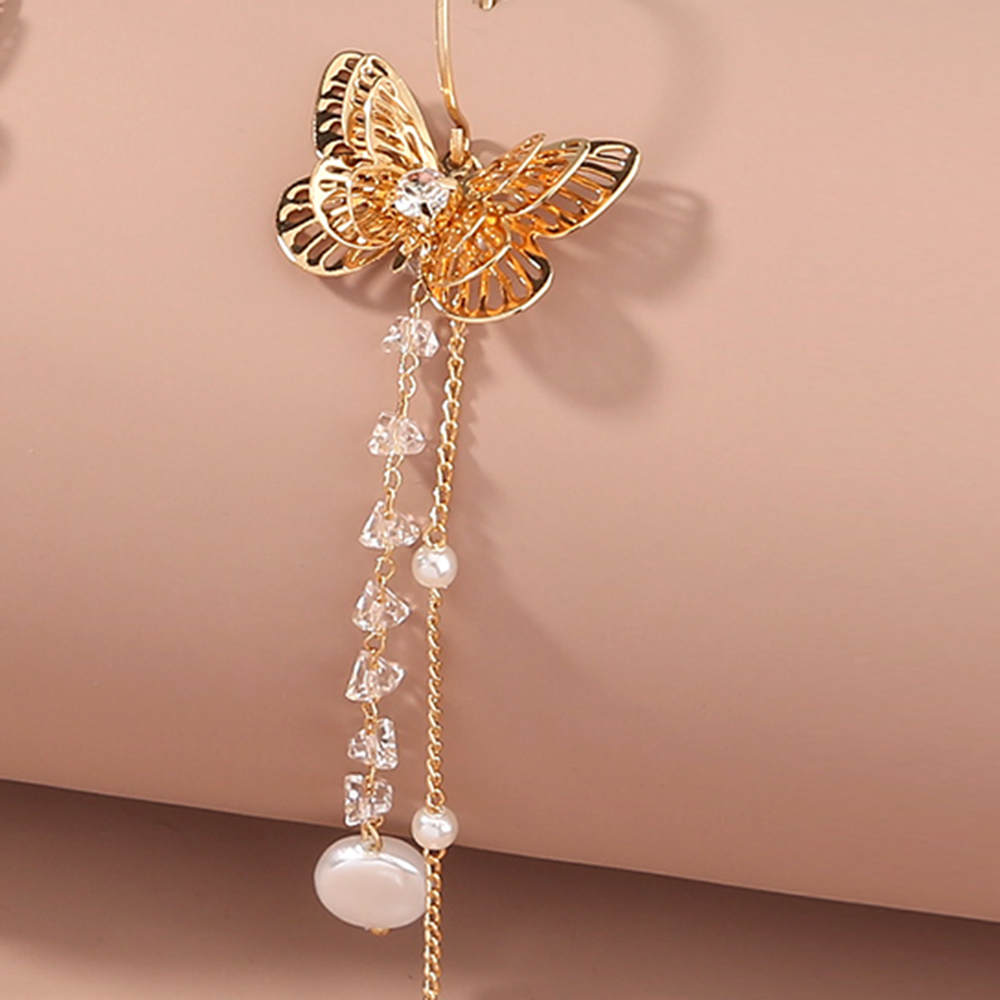 Elegant Butterfly Alloy Plating Artificial Pearl Earrings 1 Piece display picture 3