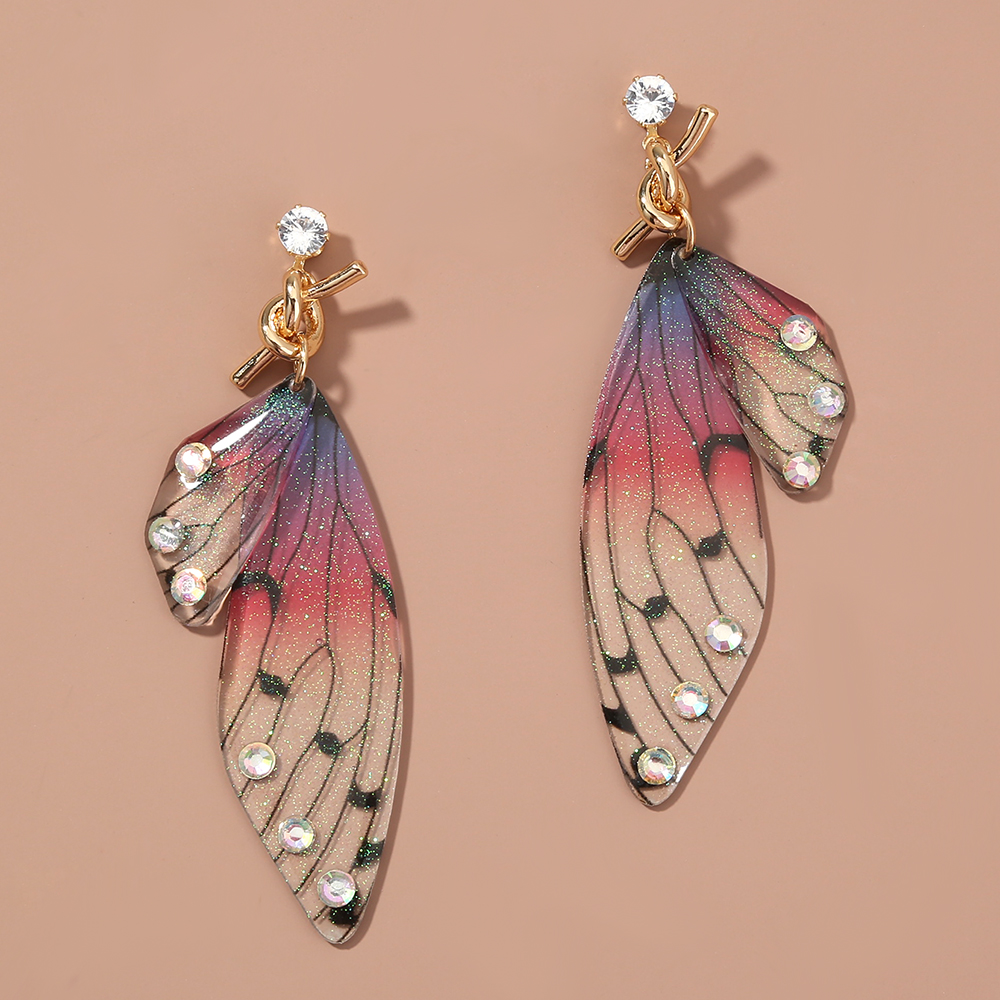 Bohémien Ailes Papillon Résine Strass Artificiels Des Boucles D'oreilles 1 Paire display picture 8