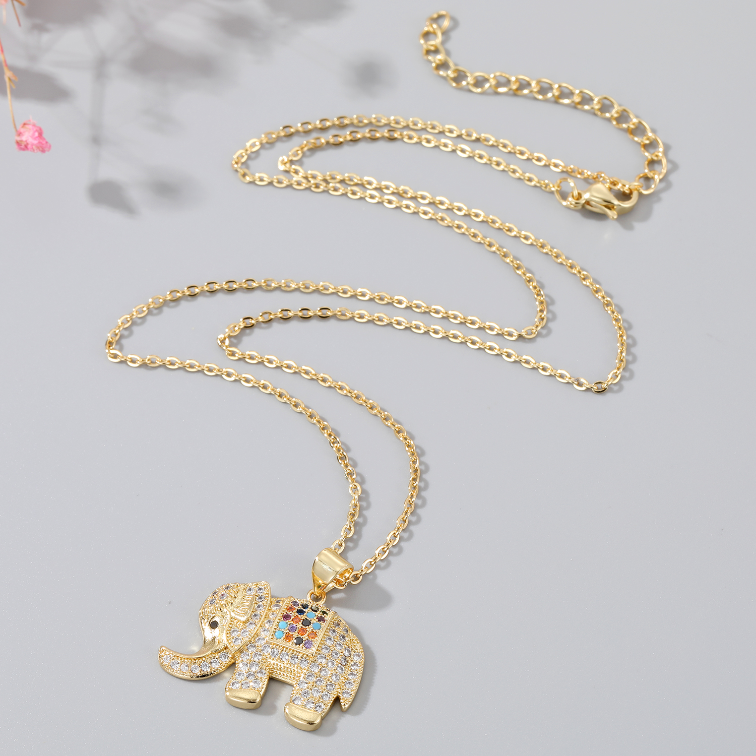 Unisex Simple Style Elephant Alloy Necklace Plating Zircon Necklaces display picture 5