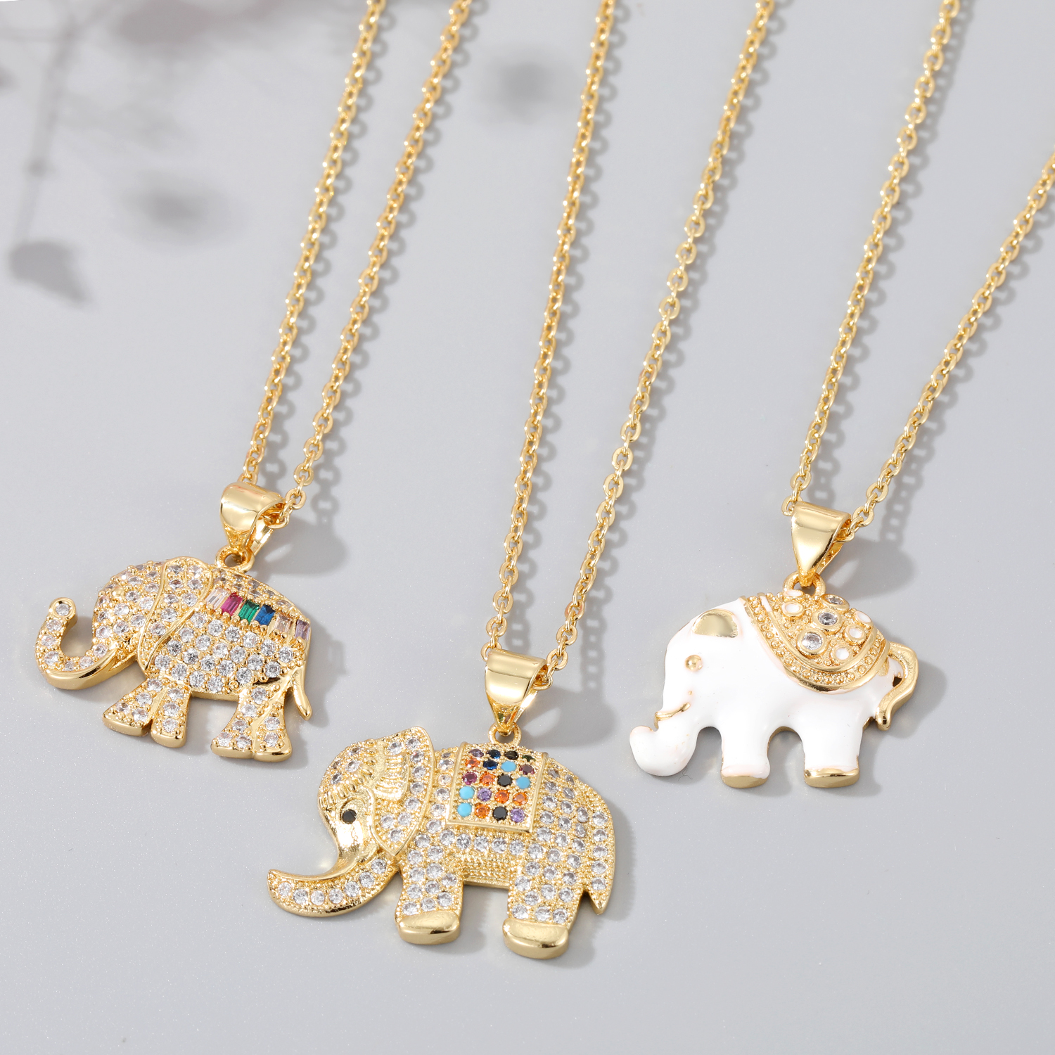 Unisex Simple Style Elephant Alloy Necklace Plating Zircon Necklaces display picture 1