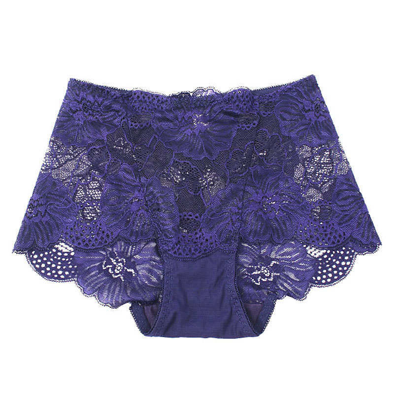 Solid Color Floral Lace Sexy Lace Briefs Lingerie display picture 3