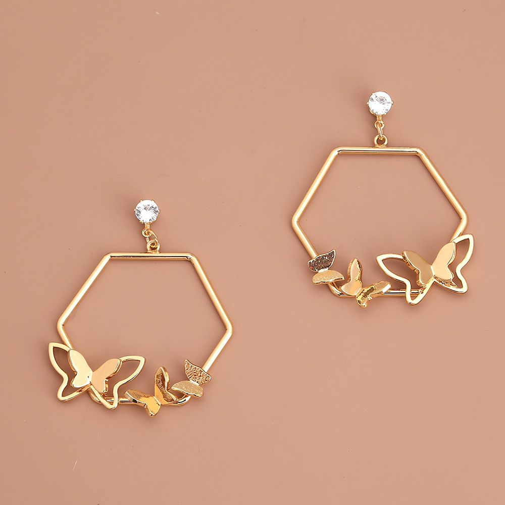 Modern Style Geometric Butterfly Alloy Plating No Inlaid Earrings 1 Pair display picture 1
