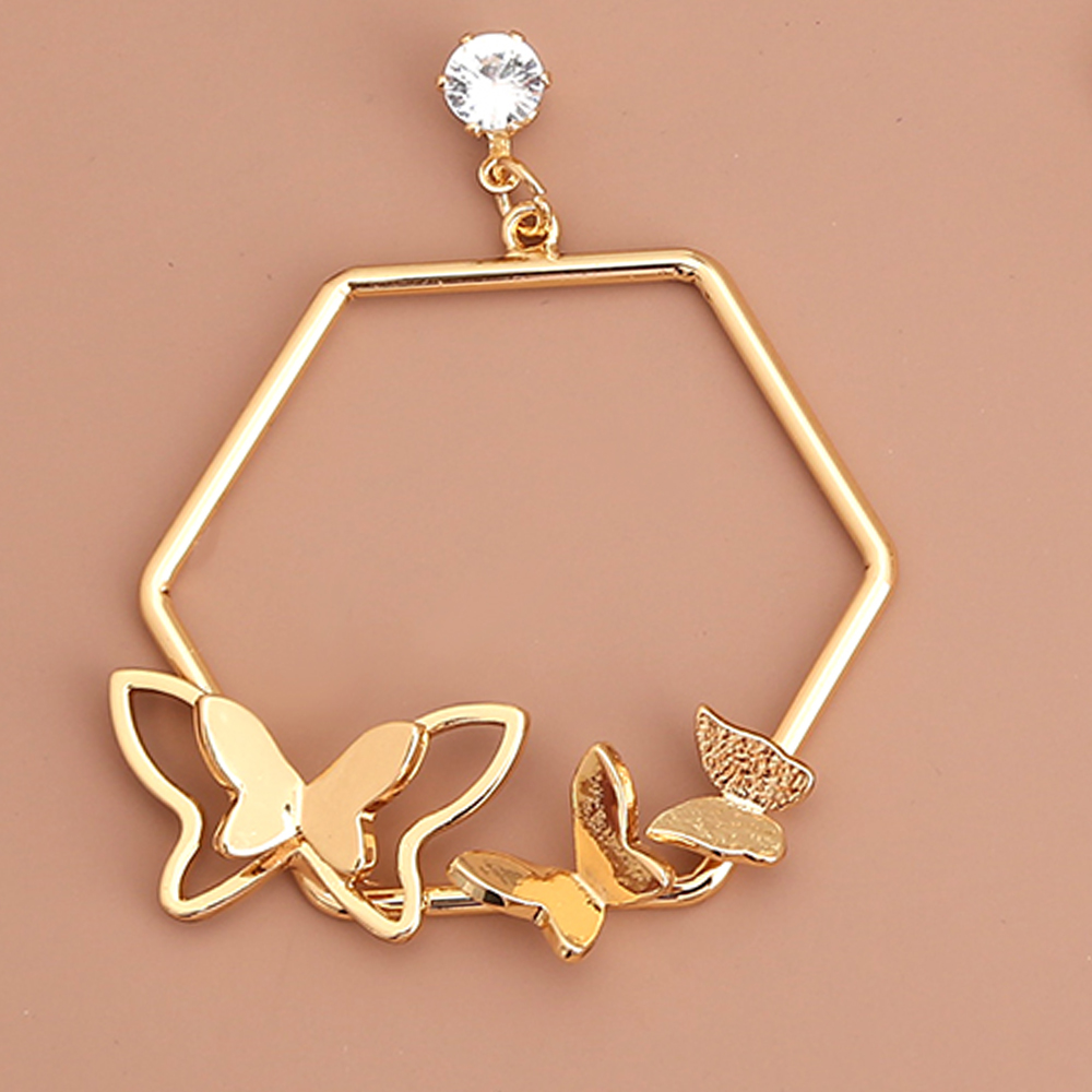 Modern Style Geometric Butterfly Alloy Plating No Inlaid Earrings 1 Pair display picture 4