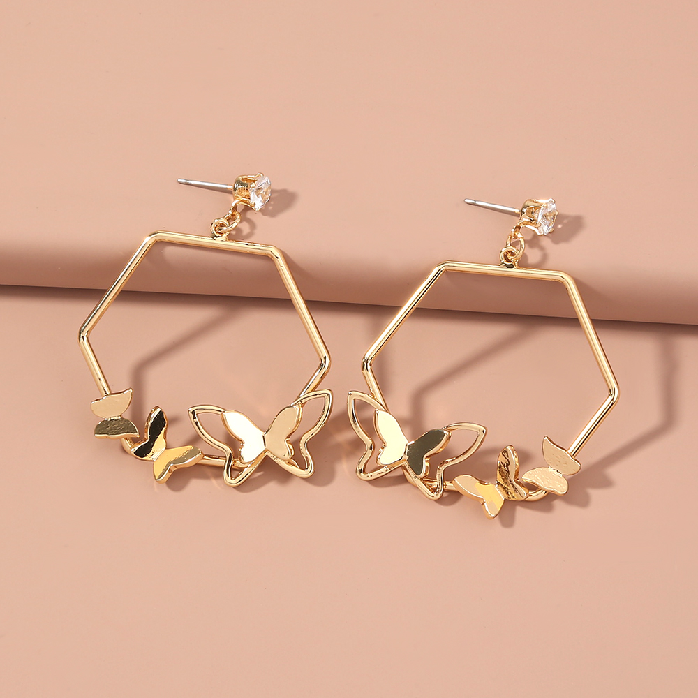 Modern Style Geometric Butterfly Alloy Plating No Inlaid Earrings 1 Pair display picture 3