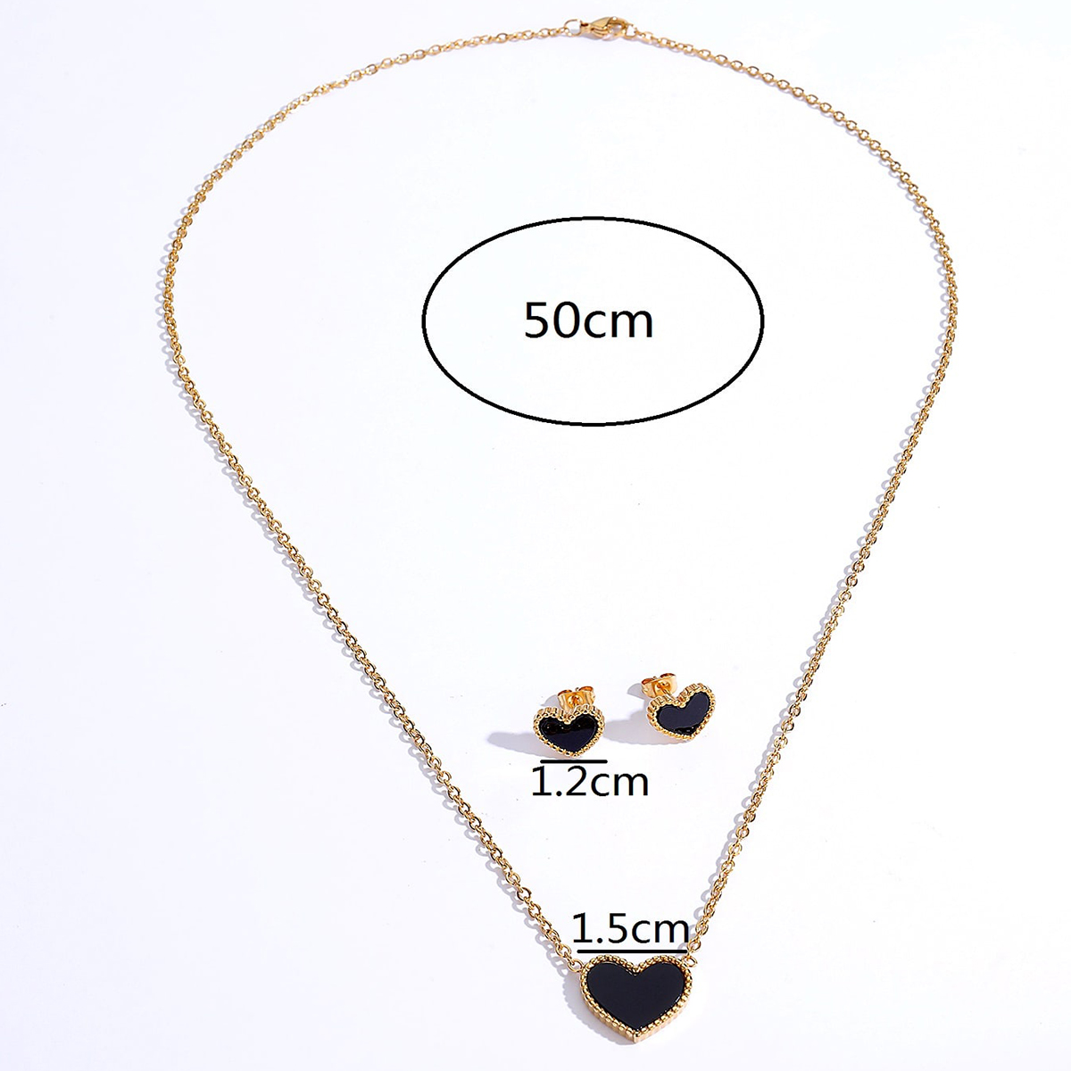 Unisex Simple Style Heart Shape Copper Earrings Necklace Gold Plated Jewelry Sets display picture 4