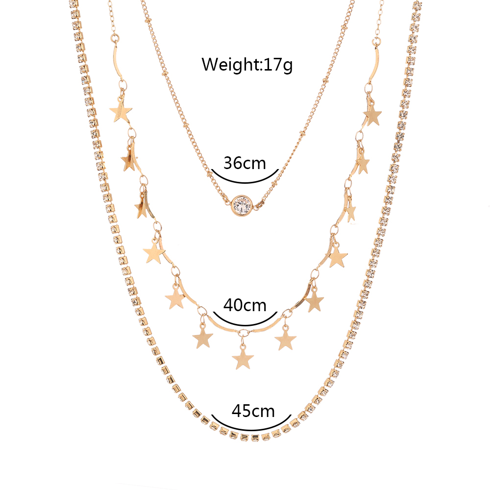 Wholesale Jewelry Fashion Pentagram Tassel Iron Zircon Plating Necklace display picture 7