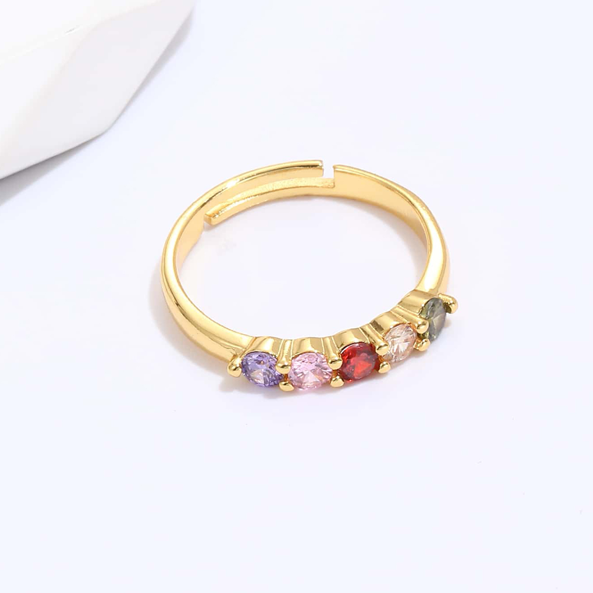 Unisex Fashion Colorful Copper Zircon Plating Inlaid Zircon Copper Rings display picture 3
