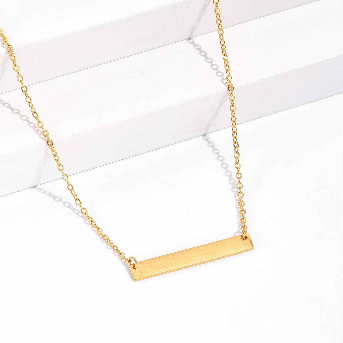 201 Stainless Steel 18K Gold Plated Simple Style Plating Rectangle Necklace display picture 4
