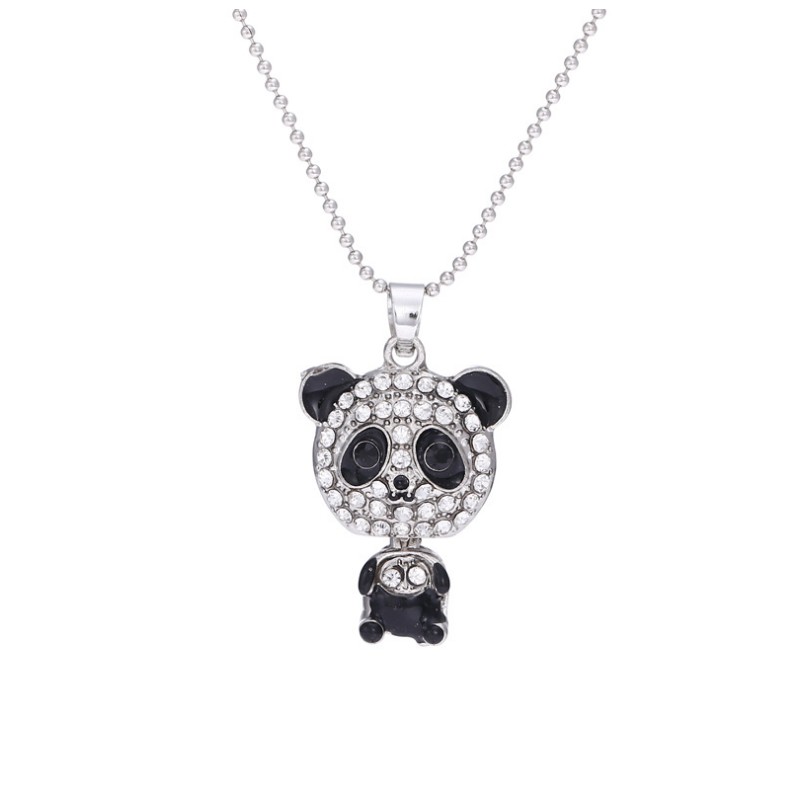Frau Süß Panda Legierung Halskette Mit Anhänger Diamant Künstliche Strasssteine Halsketten display picture 1