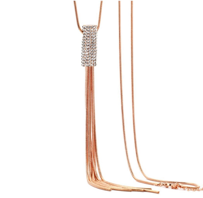 Women's Glam Fashion Tassel Alloy Pendant Necklace Diamond Artificial Rhinestones Necklaces display picture 1