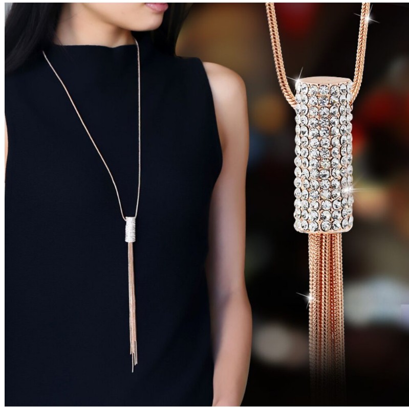 Women's Glam Fashion Tassel Alloy Pendant Necklace Diamond Artificial Rhinestones Necklaces display picture 2