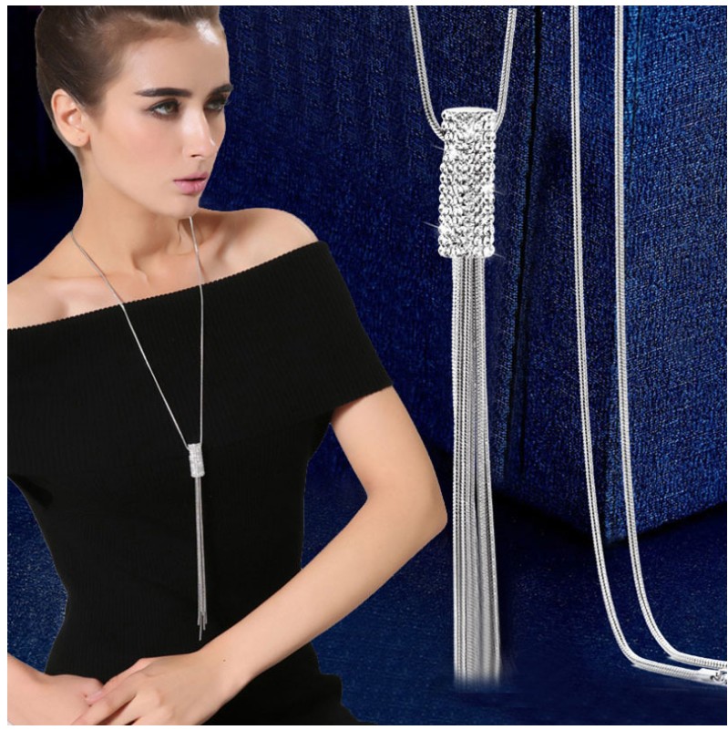 Women's Glam Fashion Tassel Alloy Pendant Necklace Diamond Artificial Rhinestones Necklaces display picture 3