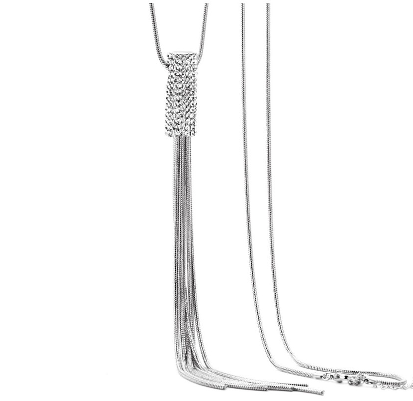 Women's Glam Fashion Tassel Alloy Pendant Necklace Diamond Artificial Rhinestones Necklaces display picture 4