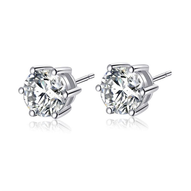 Women's Shiny Round Brass Earrings Plating Artificial Diamond Stud Earrings 1 Set display picture 6