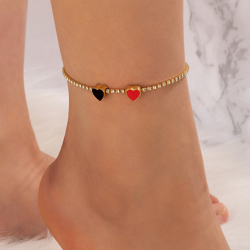 Fashion Heart Shape Alloy Inlay Rhinestone Anklet 1 Piece display picture 1