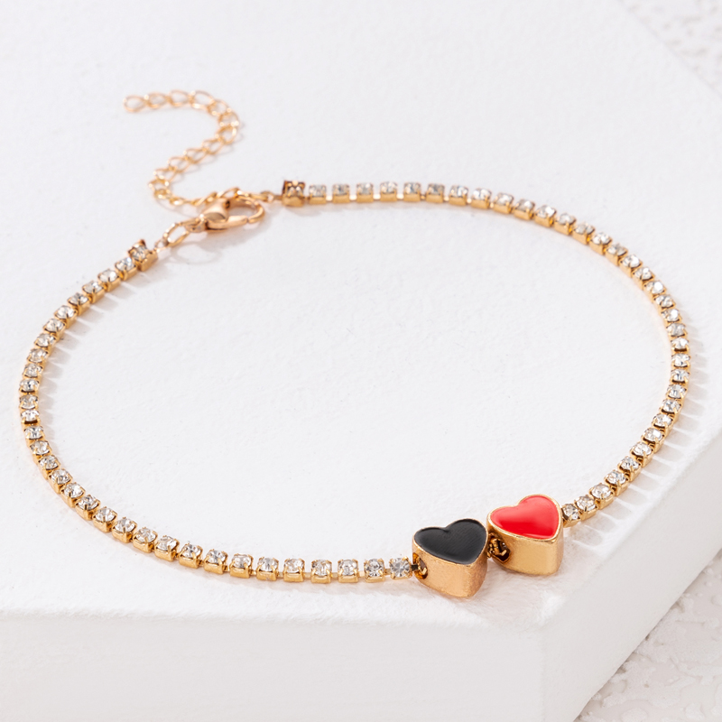 Fashion Heart Shape Alloy Inlay Rhinestone Anklet 1 Piece display picture 3