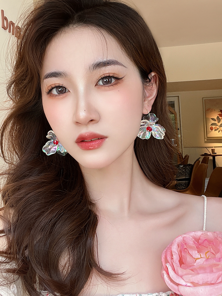 Fashion Flower Synthetic Resin Transparent Rhinestone Earrings display picture 3